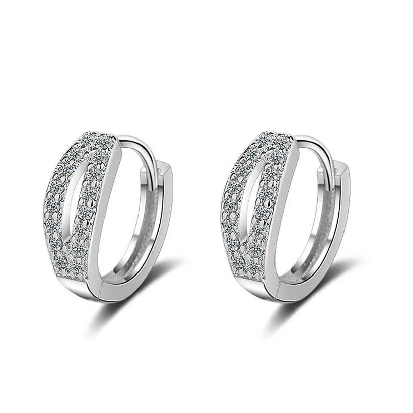 Fashion Women 925 Silver Shiny Zircon Cute Lip Circle Hoop Earring For Kids Girls Child Female Beautiful Huggies Jewelry | Украшения и