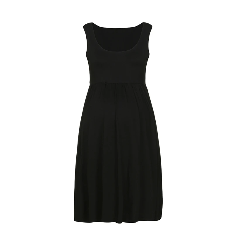 

Fashion Women's Pregnant Solid O-Neck Sleeveless Nursing Baby Dresses Summer Maternity Cotton Blend High Waist Vest Dress A30