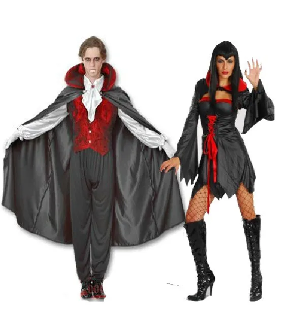 Free shipping ,adult women and men Vampire Costume Adult Halloween ...