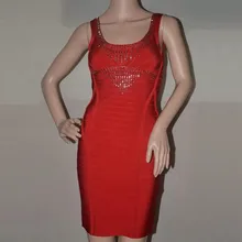 Top Qualität Rot Oansatz Sleeveless Verband Kleid Verband-kleid-cocktailparty-nettes Bodycon Kleid