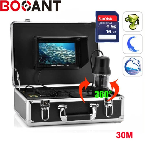 

30m 360 Degree rotation SONY CCD PTZ Underwater video Camera with 7 Inch LCD moniot box Freeship with 8GB SD card