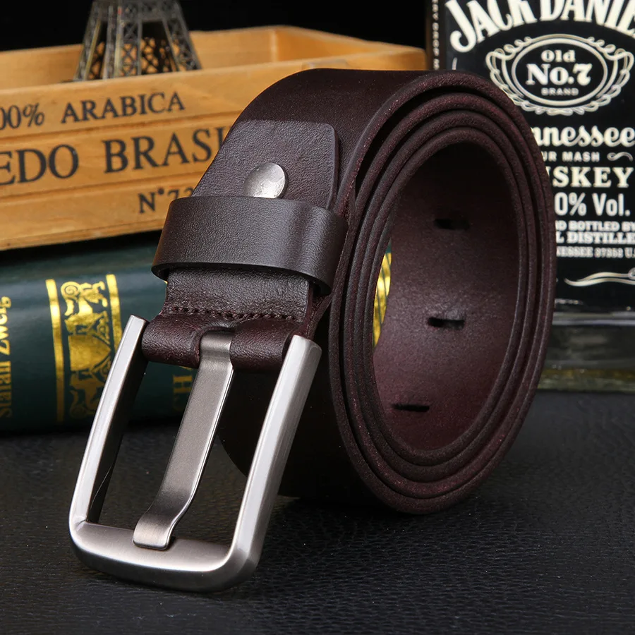 High Quality First Layer Genuine Leather Belt Men Simple Vintage ...