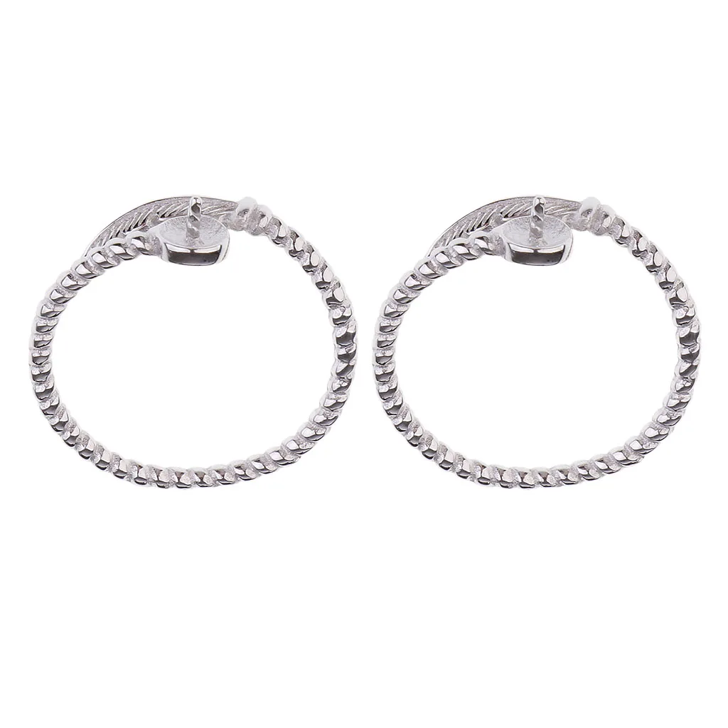 1Pair Feather Ring Base Adjustable Open Finger Blank Rings For Pearl Setting