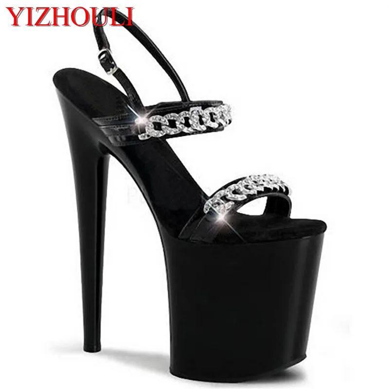 noble metal decoration Shoes black stage performance Ultra fine with waterproof 20 cm sandals | Обувь