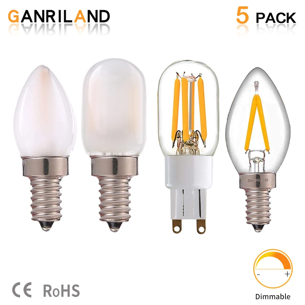 

GANRILAND E12 E14 G9 LED Dimmable Filament 2700K Night Light Bulbs Vintage T22 T20 Tubular LED Bulb with Frosted Glass C7 1W LED