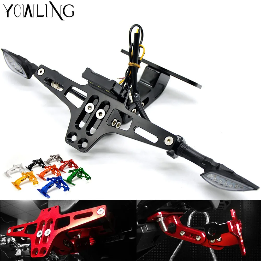 

2017 Adjustable Angle license plate frame adjusted Holder Bracket with LED lights for BMW S1000RR S1000R F650GS F800GS R1200ST