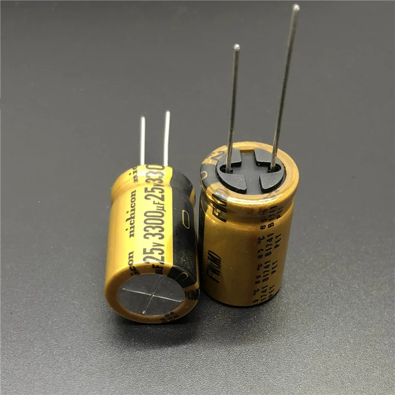 2 шт./10 шт. 3300 мкФ, алюминиевая крышка, 25В NICHICON FW серии 16x25mm 25V3300uF аудио Алюминий электролитический конденсатор с алюминиевой крышкой