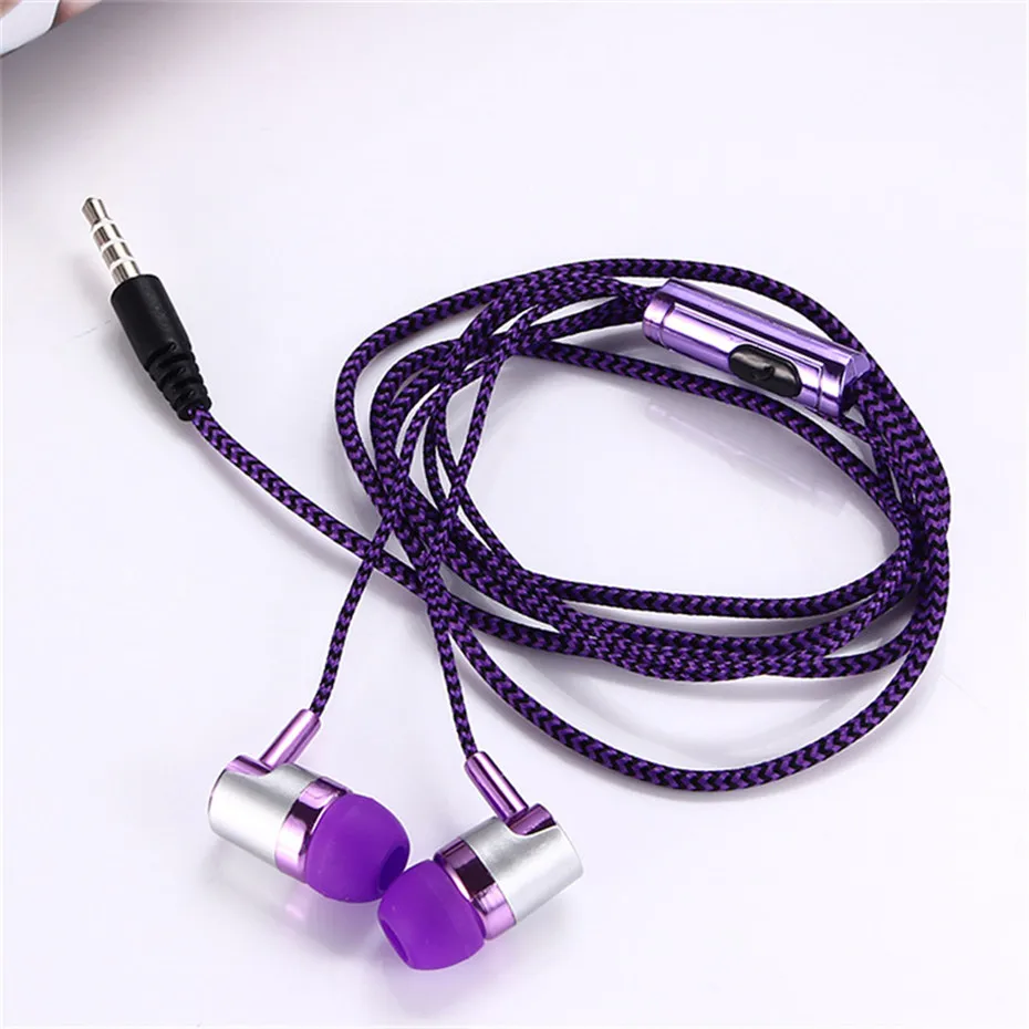 Mambaman K384 Earphone For phone MP3 mp4 Noise Isolating Stereo Sport In Ear Earbud Reflective Fiber Cloth Line Earphone Headset (9)