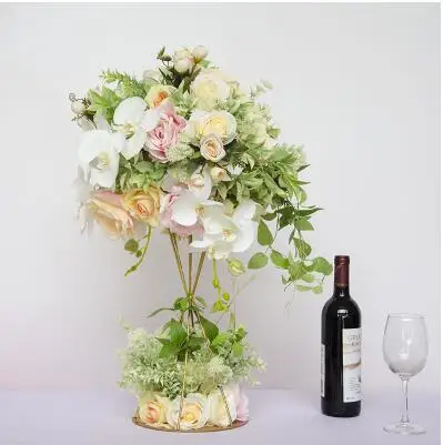 Свадебный основной стол Искусственные цветы шелковая ткань. Железная полка искусственный цветок. Свадебный реквизит приветственный стол украшения