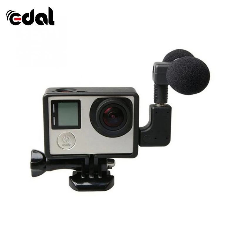 

New For Go Pro Hero4 Standard Mini Stereo Microphone Frame Case for Gopro Hero 4 3+ 3 USB to 3.5mm Mic Adapter Cable Cord