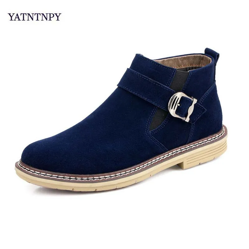 

YATNTNPY Mens boots winter shoes large size 46 Cowhide ankle desert boots warm fur shoes winter chelsea boots snow boots Briti