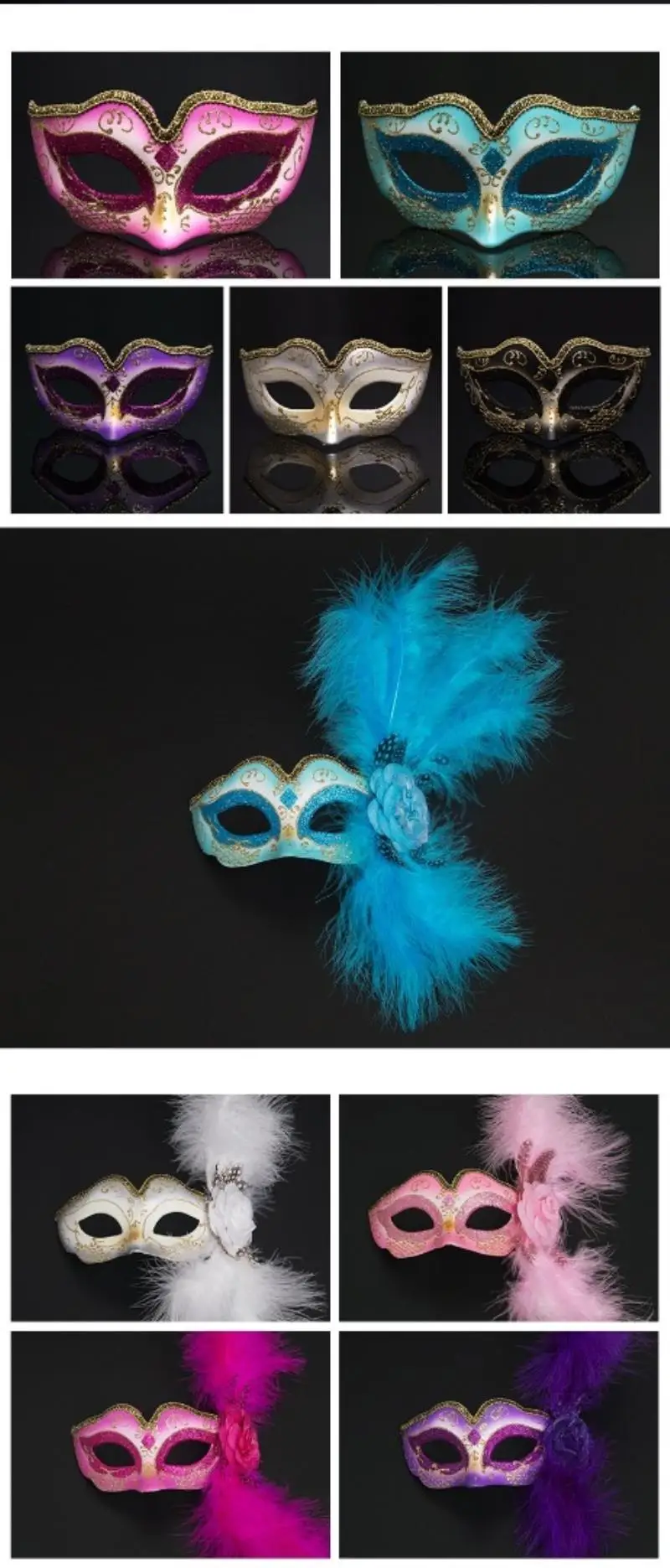 Personality New Crack Half Face Child Mask Festival Party Mystery Venice Prom Feather Flower Mask
