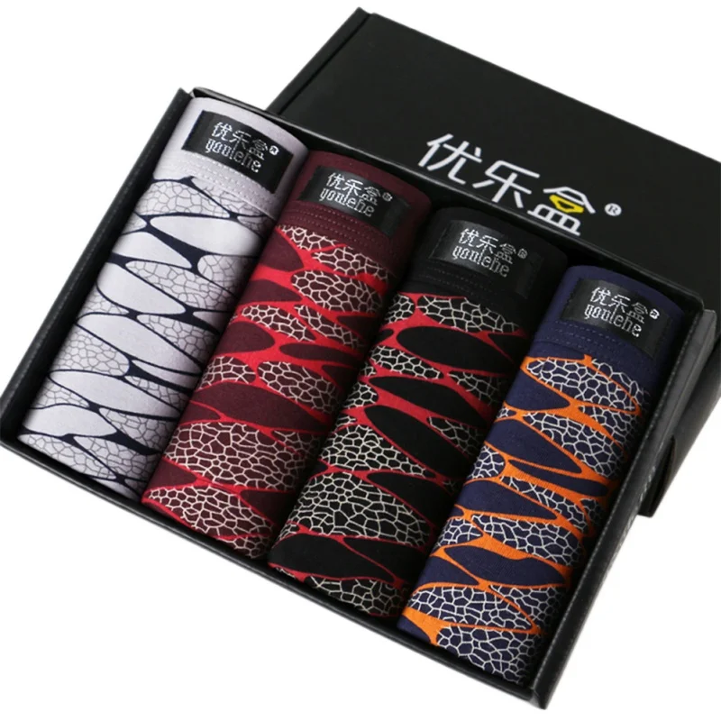 

Men Shorts 4Pcs\\lot Underwear Soft Boxers Mens Modal Boxer Men Camouflage Printed Boxer Shorts Plus Size Mid-rise Underwear Lot