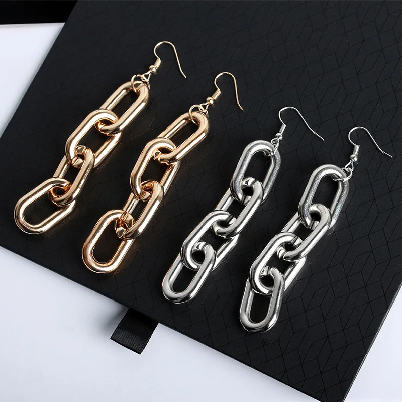 Серьги подвески в стиле панк с 4 петлями и толстой цепочкой|dangle drop earings|dangle earringsdrop
