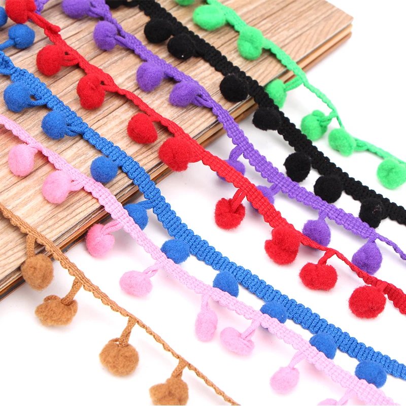 

1M Velvet Ball Lace Fabric Curtain Decoration Latest Lace Trim Ribbon Clothing Wedding DIY Sewing Accessories koronki YU32