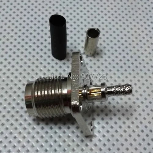 

10pcs TNC Female Jack Panel Mount 4-Hole Solder Chassis RG174 LMR100 RG316 RF Connector