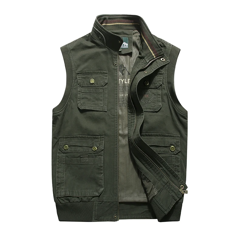 

Outdoor Combat Tactical Vest Men Brand Hunting Vest Military Style Cotton Stand Collar Multi-pockets Waistcoat Plus size 4XL 5XL