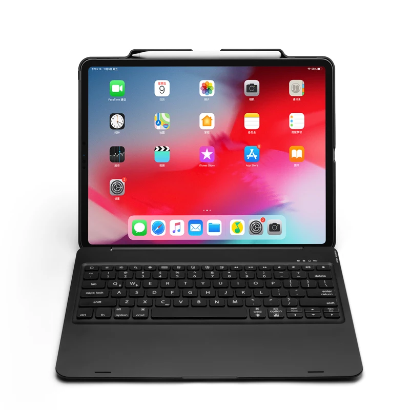 [Новое] Bluetooth Беспроводной клавиатура чехол для Apple iPad Pro 12,", думаю, что клавиатура с 7-Цвет со светодиодной подсветкой и Smart Sleep/Wake-up