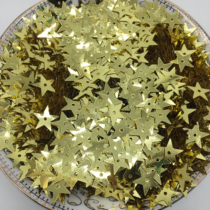 

LNHOME 50g/lot 10mm Star Light Gold Sequin For Crafts Small PVC Flake Loose Flat Garment Accessories