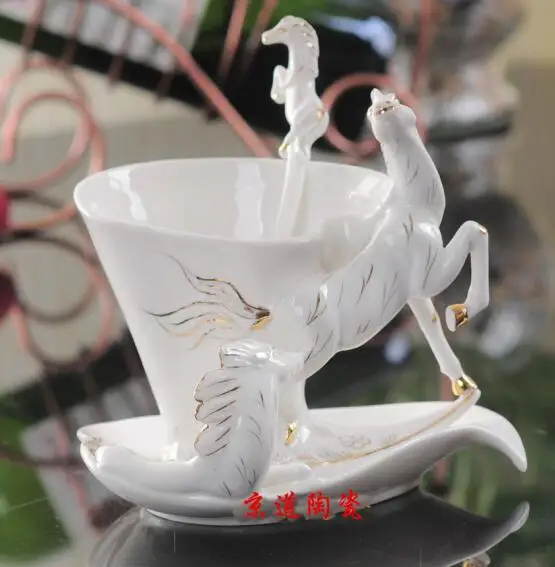 White Horse Enamel Coffee Cup Porcelain Mug Set Creative Ceramic ... White Horse Enamel Coffee Cup Porcelain Mug Set Creative Ceramic ...