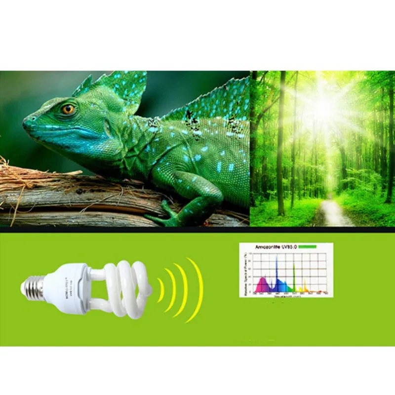 Теплоизлучатель ультрафиолетовая лампочка E27 5,0 UVB 26W Pet свет для рептилии светящаяся лампа дневного света для черепахи рыбы амфибий