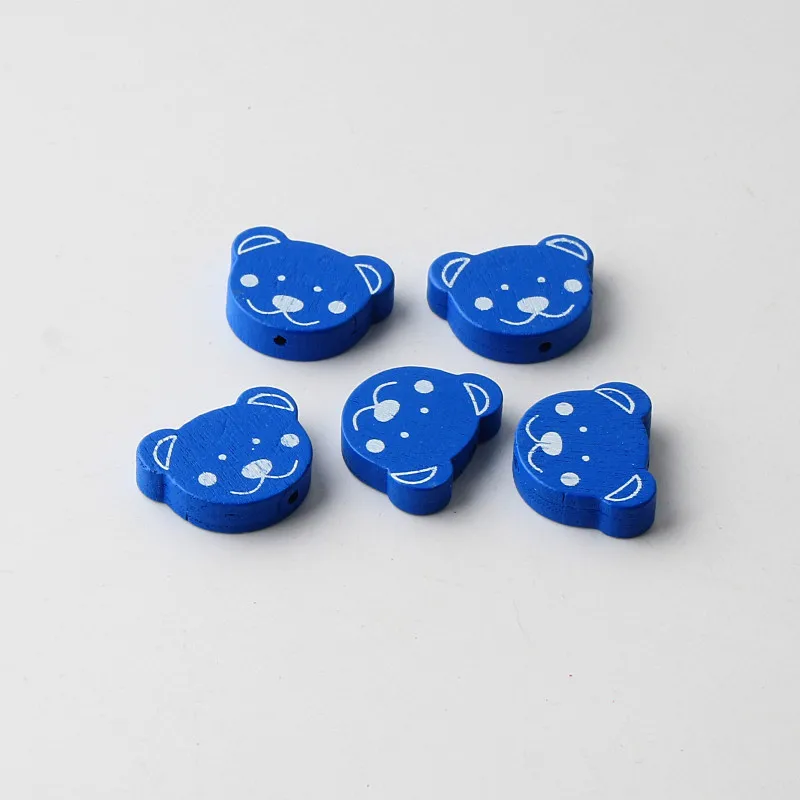 Blue 30 шт./партия, деревянные бусины для изготовления браслетов в форме медведя, аксессуары для пустышки, 9 цветов, деревянные бусины для изготовления ювелирных изделий, 20x25 мм - Цвет: Blue
