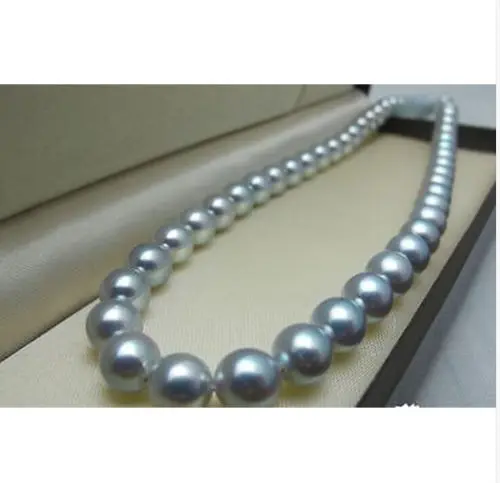 

FREE SHIPPING HOT sell new Style >>> AAA ROUND11-12mm south sea natural silver grey pearl necklace 18inch14K