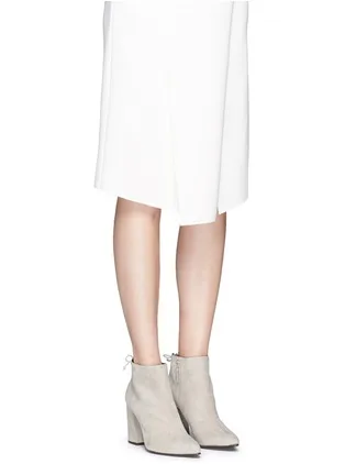 

2016 new fashion ankle high pointed toe high square thick heel black and white boot for woman in winter big size 35-41