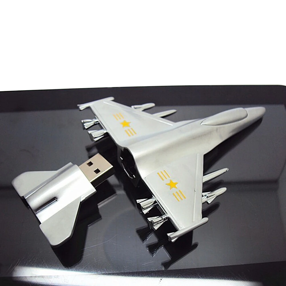 Metal USB Flash Drive Plane Airplane Model Pendrive 8GB 16GB 32GB 64GB 128GB 256G USB2.0 Memory Stick Handsome Fighter Pen Drive