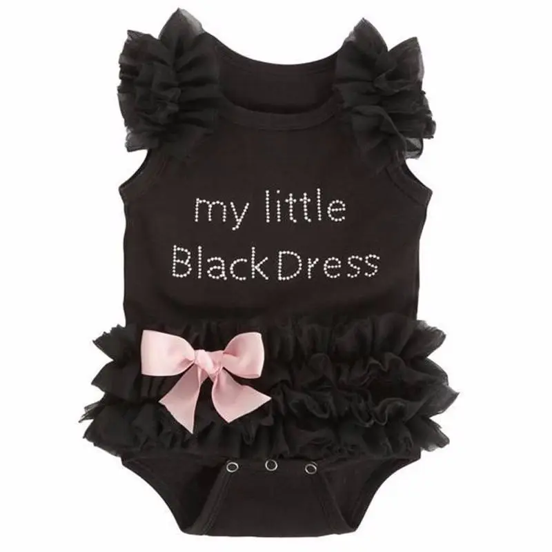 Милые детские комбинезоны с вышивкой My Little Black letter бант на боди для маленьких