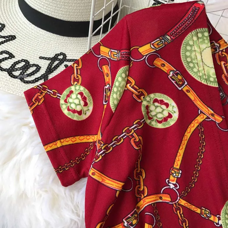 Chic Romper Women Casual Jumpsuit Printed Rompers Summer V-Neck Overalls For Women Combinaison Femme Chic Romper Women Casual Jumpsuit Printed Rompers Summer V-Neck Overalls For Women Combinaison Femme