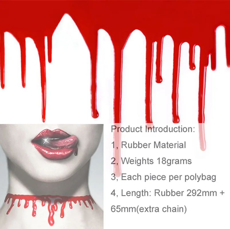Ручной красный Силиконовый крови Chocker Ожерелье Маскарад кровотечение Хэллоуин ювелирные изделия