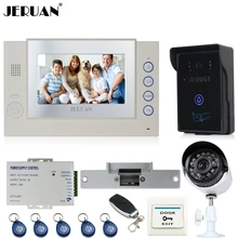 JERUAN 7″ Video Door Phone Record intercom System kit waterproof 700TVL RFID Access Camera + 700TVL Analog Camera 8GB SD Card