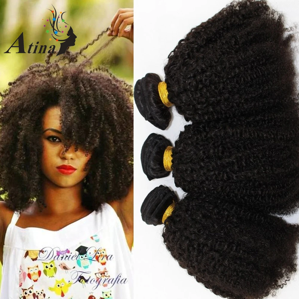 

Mongolian Afro Kinky Curly Hair 3 Bundles Deals Atina 100% Human Hair Weave Bundles Afro Curly Hair Extensions for Black Women