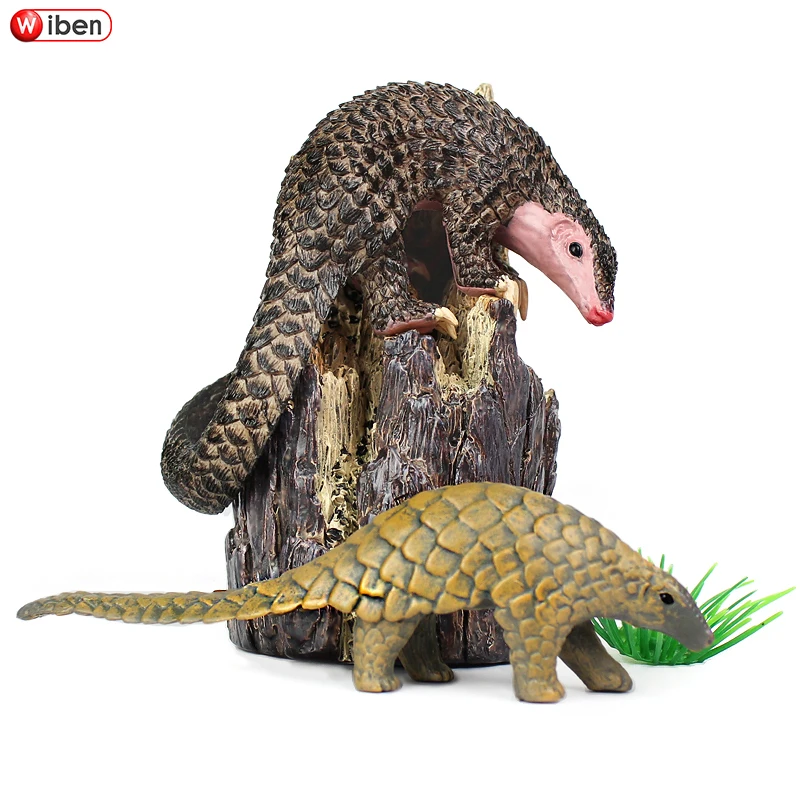 

Pangolin Tree stump Plastic Simulation Animal Model Action & Toy Figures Learning & Educational Collection Gift Desk Decoration
