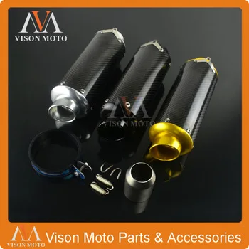 Motorcycle 38MM 51MM Exhaust Pipe Muffler Carbon Fiber For CB400 CB600 CB 400 600 YAMAHA YZF R6 YZF-R6 YZFR6 SUZUKI GSXR600