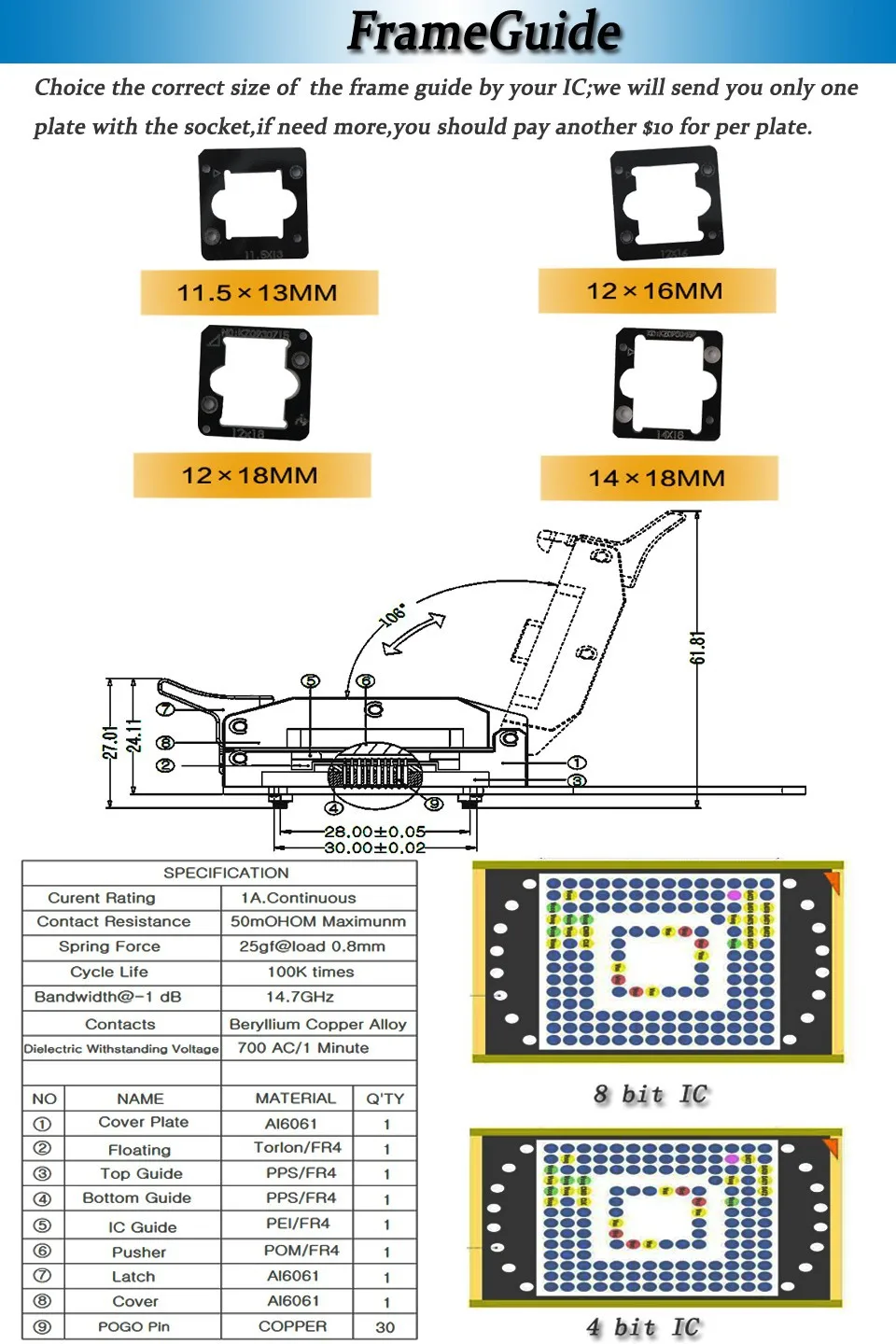 eMMC CS PogoPin Frameguide