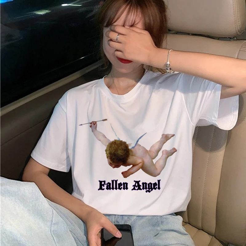 Новая забавная Футболка Harajuku Angel женская футболка Ullzang 90s в Корейском стиле