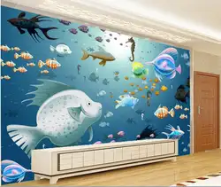 3d комнате обои на заказ росписи Нетканые стикер подводный мир аквариум тропическая рыба фото 3d настенные фрески обои
