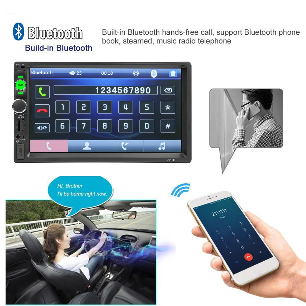 Цена AMPrime 7010G 2 Din автомобильное радио font b GPS b font навигация Авторадио Bluetooth AUX USB MP3 стерео аудио FM радио 2din мультимедийный плеер камера