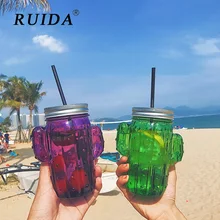 Ruida Creative Small Fresh Cactus Shape Straw Glass Cup High Temperature Resistant Fruit Teacup Summer Transparent Glass Cup Ruida Creative Small Fresh Cactus Shape Straw Glass Cup High Temperature Resistant Fruit Teacup Summer Transparent Glass Cup