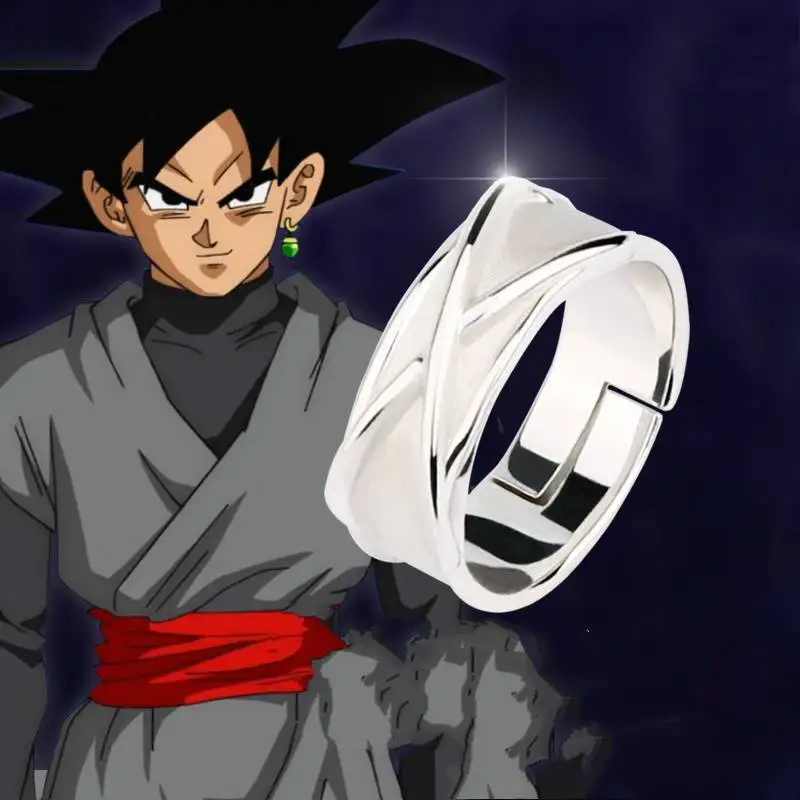 Super Alloy Dragon Ball Z Black Son Goku Gokou Time Silver Finger Ring Plated 