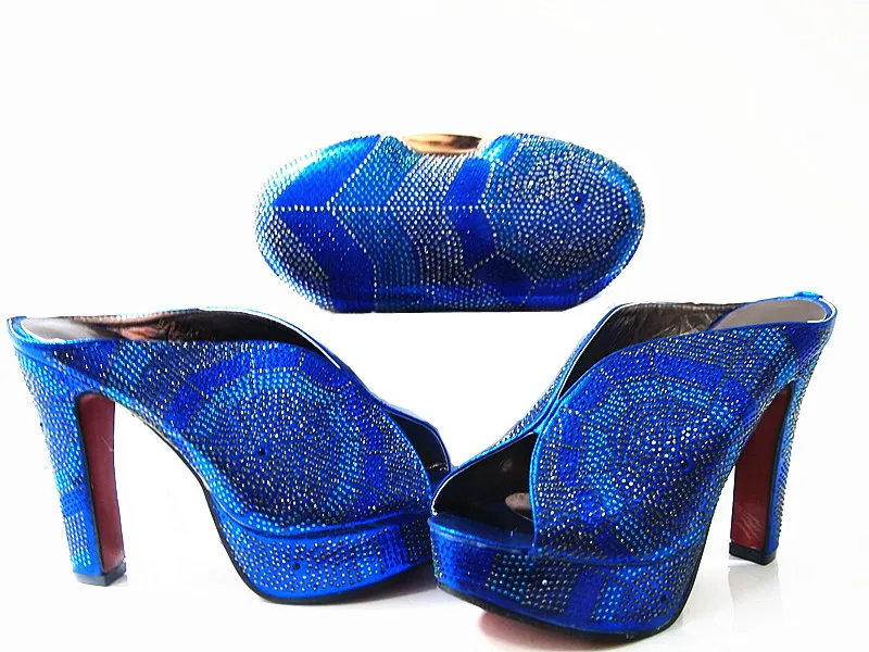 Free shipping royal blue clutches bag matching wedding high heel 4.5