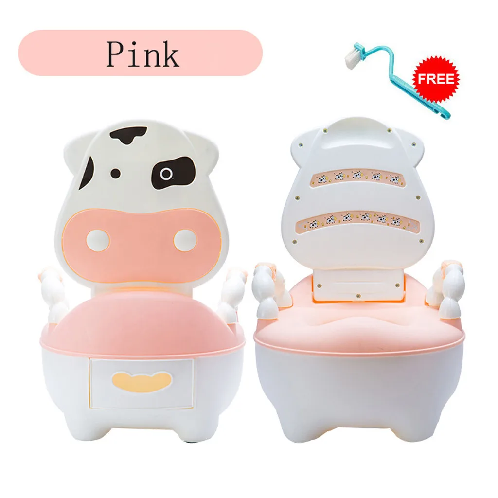 Милый горшок в виде коровы для мальчиков и девочек, Детский горшок для обучения унитазу, детское сиденье для унитаза, портативный удобный писсуар - Цвет: Pink
