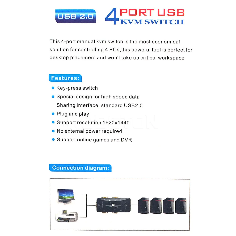 Kebidumei 4-портовый концентратор USB 2,0 KVM коммутатор VGA переключатель SVGA коробка адаптер разъем принтер клавиатура мышь 4 компьютера использовать 1 монитор