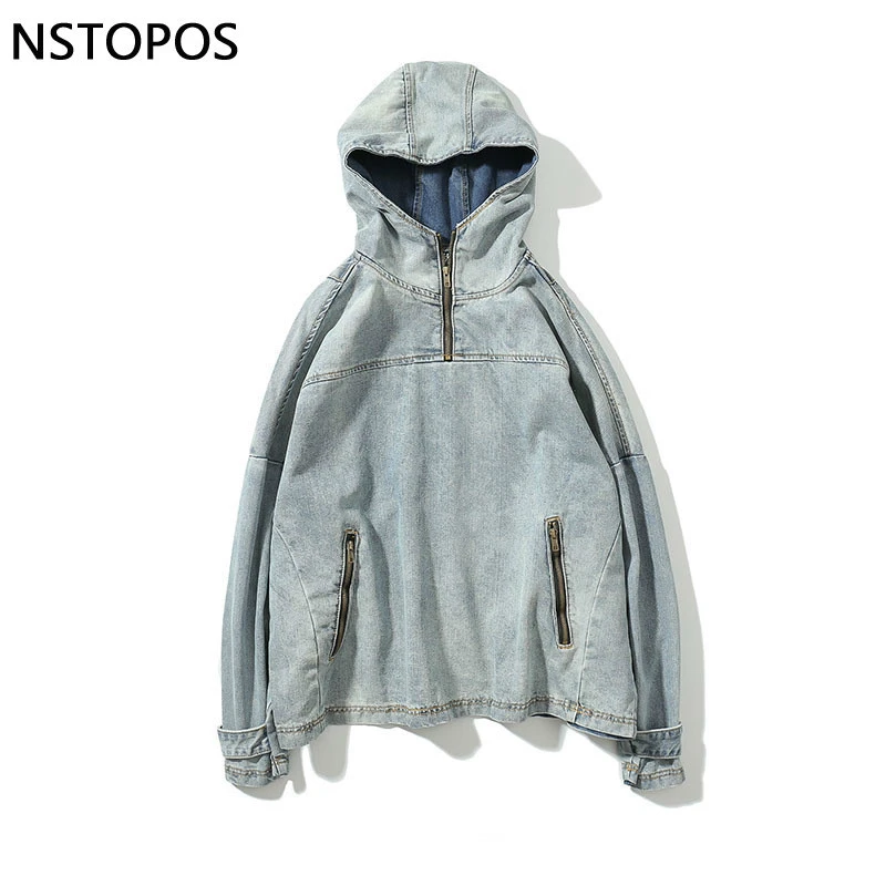 Half jean jacket half hoodie Clearance