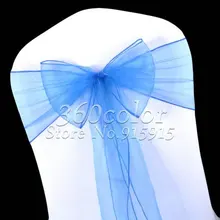 100 шт Королевский синий цвет, роскошный стул из органзы пояса чехлы с бантом свадебные вечерние украшения