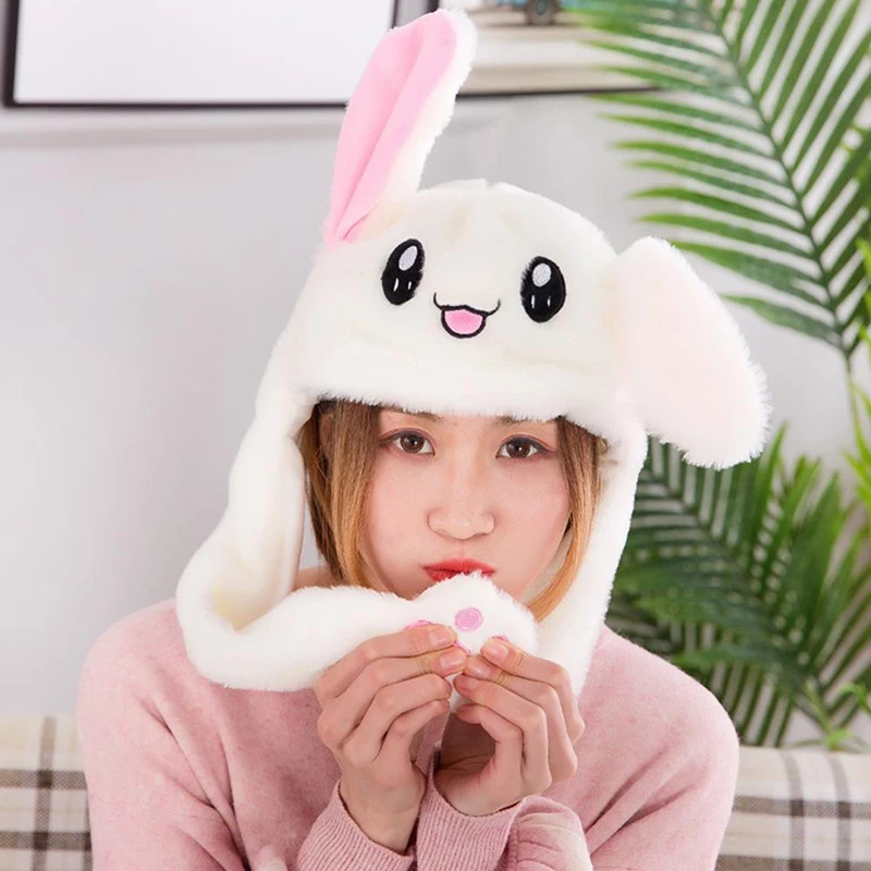 

Plush Ear Hat Supplies Girls Children Moving Cartoon Funny Hand Pinching Long Glow in The Night Party Practical