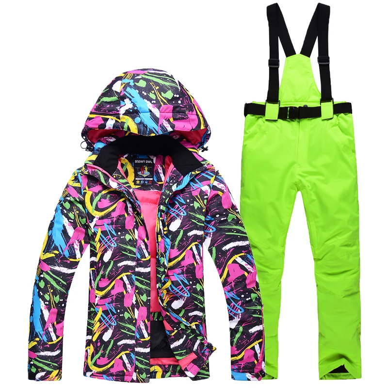جديدة الدعاوى سترات السراويل التزلج النساء مجموعات أنثى الشتاء رياضية الثلج تزلج على الجليد سترات تنفس للماء للماء