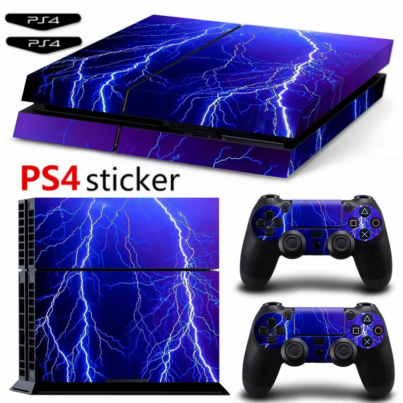 

Blue Lighting Ps4 Sticker Vinyl Cover Decal PS4 Skin for PS4 Console and 2 Controllers